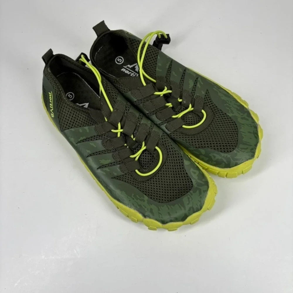 NORTIV 8 Big Kids Youth Size 5 Army Green Barefoot‎ Quick-Dry Water Aqua Shoes